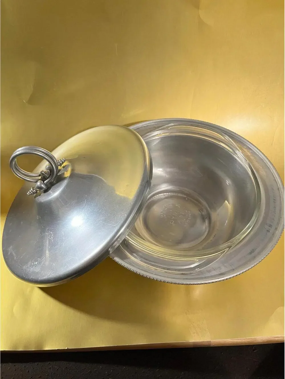 Vintage B. W. Buenilum Aluminum Covered Casserole Pyrex Bowl Inside Made in USA
